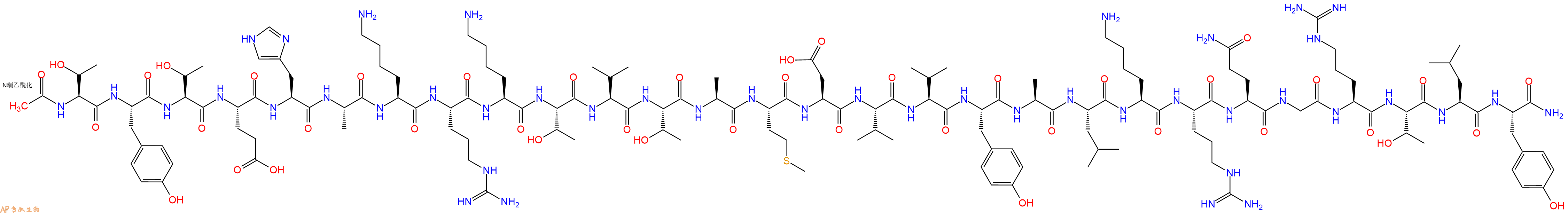 专肽生物产品Ac-Thr-Tyr-Thr-Glu-His-Ala-Lys-Arg-Lys-Thr-Val-Thr-Ala-Met-Asp-Val-Val-Tyr-Ala-Leu-Lys-Arg-Gln-Gly-Arg-Thr-Leu-Tyr-CONH2