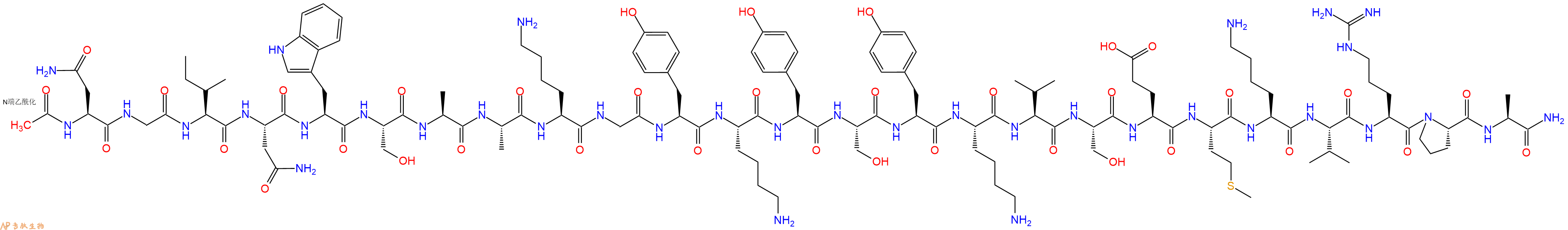 专肽生物产品Ac-Asn-Gly-Ile-Asn-Trp-Ser-Ala-Ala-Lys-Gly-Tyr-Lys-Tyr-Ser-Tyr-Lys-Val-Ser-Glu-Met-Lys-Val-Arg-Pro-Ala-CONH2