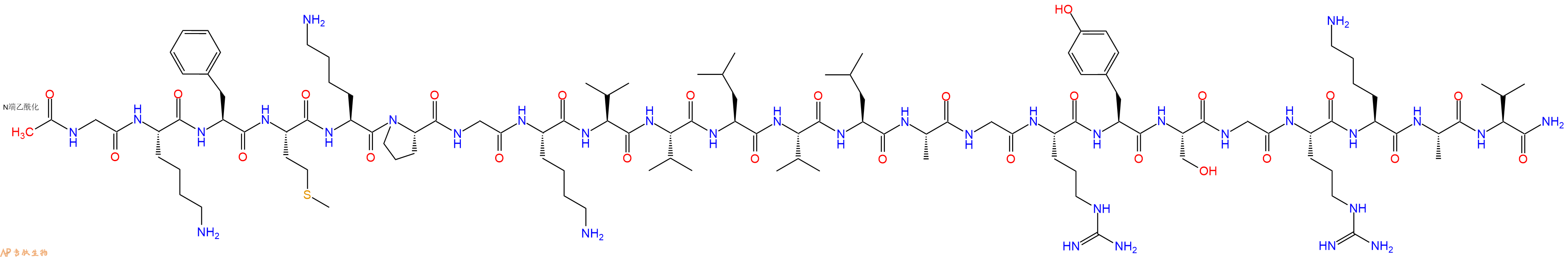 专肽生物产品Ac-Gly-Lys-Phe-Met-Lys-Pro-Gly-Lys-Val-Val-Leu-Val-Leu-Ala-Gly-Arg-Tyr-Ser-Gly-Arg-Lys-Ala-Val-CONH2