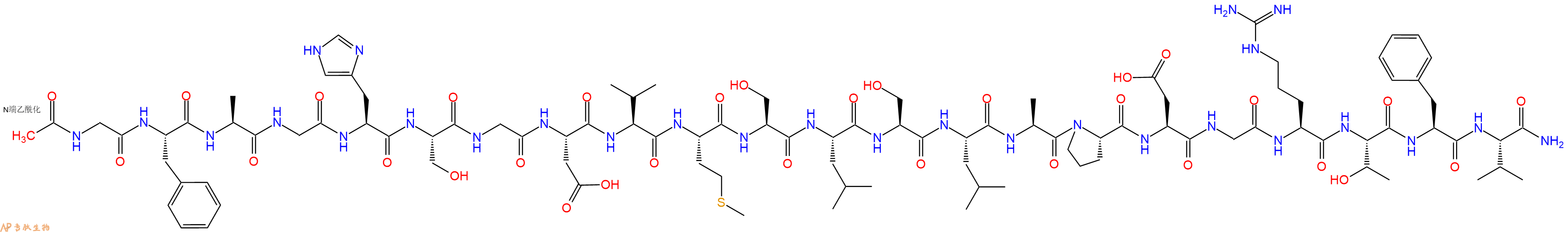 专肽生物产品Ac-Gly-Phe-Ala-Gly-His-Ser-Gly-Asp-Val-Met-Ser-Leu-Ser-Leu-Ala-Pro-Asp-Gly-Arg-Thr-Phe-Val-CONH2
