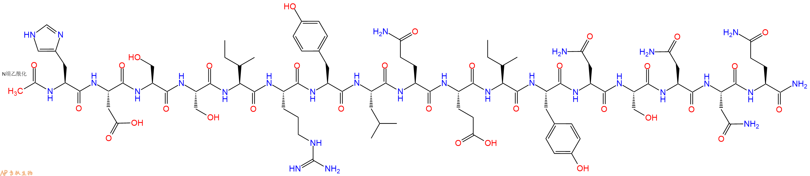 专肽生物产品Ac-His-Asp-Ser-Ser-Ile-Arg-Tyr-Leu-Gln-Glu-Ile-Tyr-Asn-Ser-Asn-Asn-Gln-CONH2