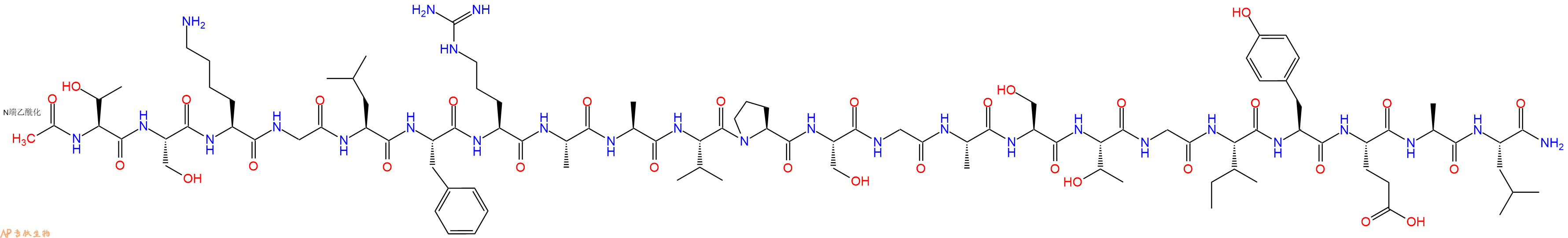 专肽生物产品Ac-Thr-Ser-Lys-Gly-Leu-Phe-Arg-Ala-Ala-Val-Pro-Ser-Gly-Ala-Ser-Thr-Gly-Ile-Tyr-Glu-Ala-Leu-CONH2