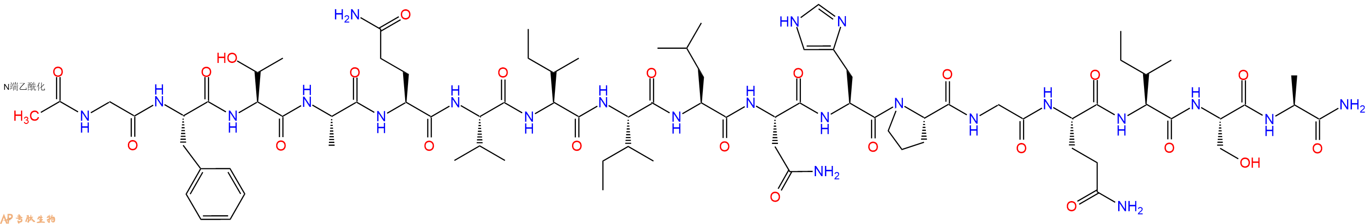 专肽生物产品Ac-Gly-Phe-Thr-Ala-Gln-Val-Ile-Ile-Leu-Asn-His-Pro-Gly-Gln-Ile-Ser-Ala-CONH2