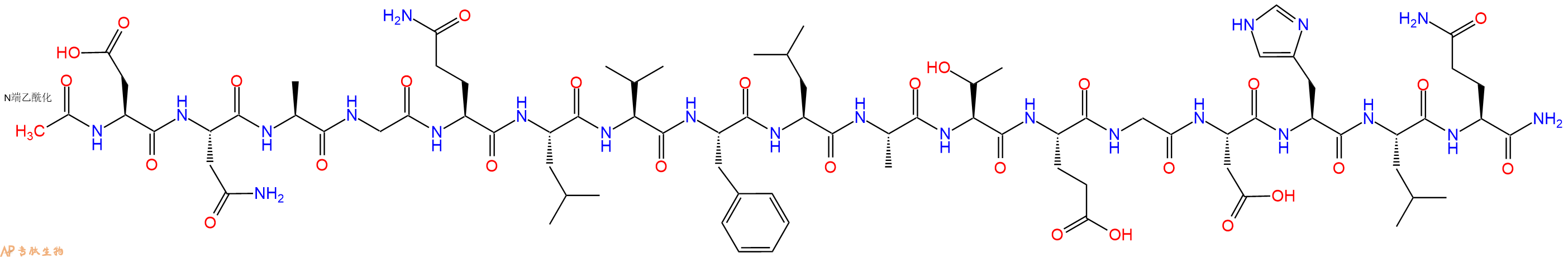 专肽生物产品Ac-Asp-Asn-Ala-Gly-Gln-Leu-Val-Phe-Leu-Ala-Thr-Glu-Gly-Asp-His-Leu-Gln-CONH2