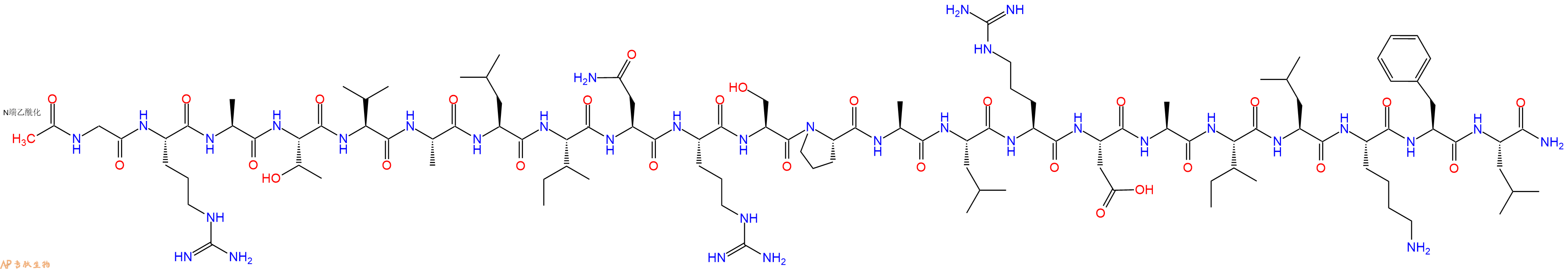 专肽生物产品Ac-Gly-Arg-Ala-Thr-Val-Ala-Leu-Ile-Asn-Arg-Ser-Pro-Ala-Leu-Arg-Asp-Ala-Ile-Leu-Lys-Phe-Leu-CONH2