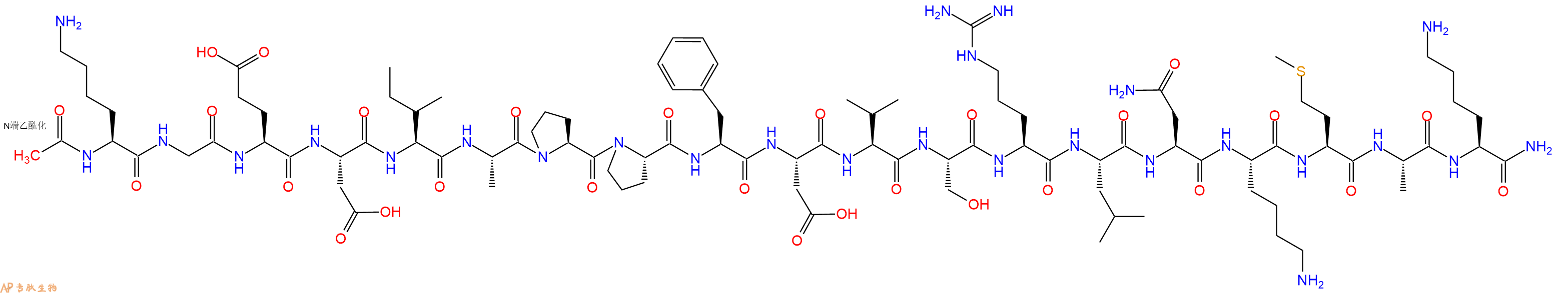 专肽生物产品Ac-Lys-Gly-Glu-Asp-Ile-Ala-Pro-Pro-Phe-Asp-Val-Ser-Arg-Leu-Asn-Lys-Met-Ala-Lys-CONH2