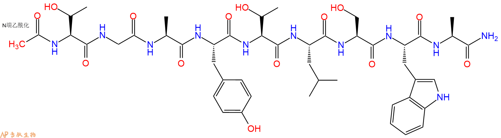专肽生物产品Ac-Thr-Gly-Ala-Tyr-Thr-Leu-Ser-Trp-Ala-CONH2