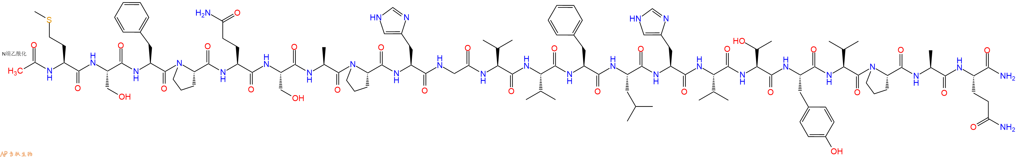 专肽生物产品Ac-Met-Ser-Phe-Pro-Gln-Ser-Ala-Pro-His-Gly-Val-Val-Phe-Leu-His-Val-Thr-Tyr-Val-Pro-Ala-Gln-CONH2