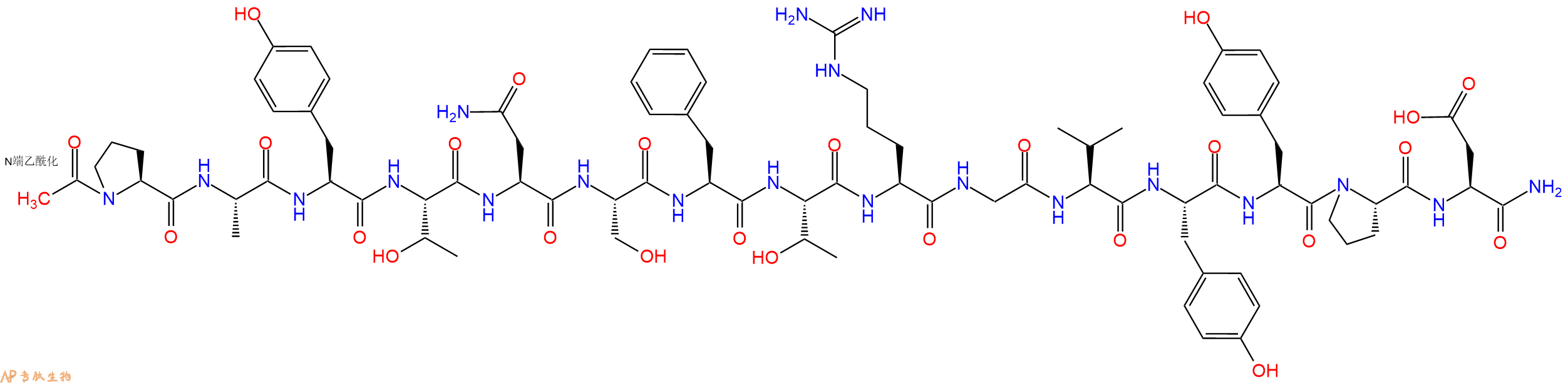 专肽生物产品Ac-Pro-Ala-Tyr-Thr-Asn-Ser-Phe-Thr-Arg-Gly-Val-Tyr-Tyr-Pro-Asp-CONH2