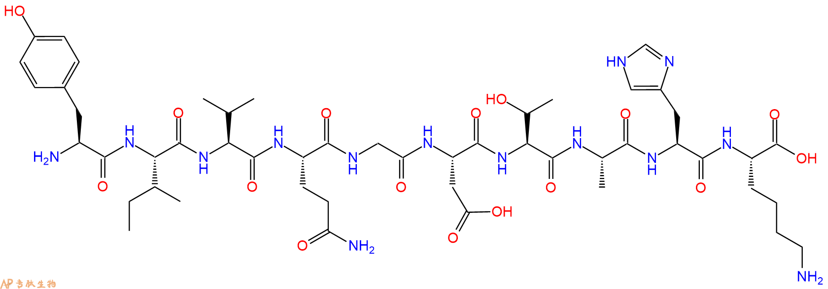 专肽生物产品H2N-Tyr-Ile-Val-Gln-Gly-Asp-Thr-Ala-His-Lys-OH