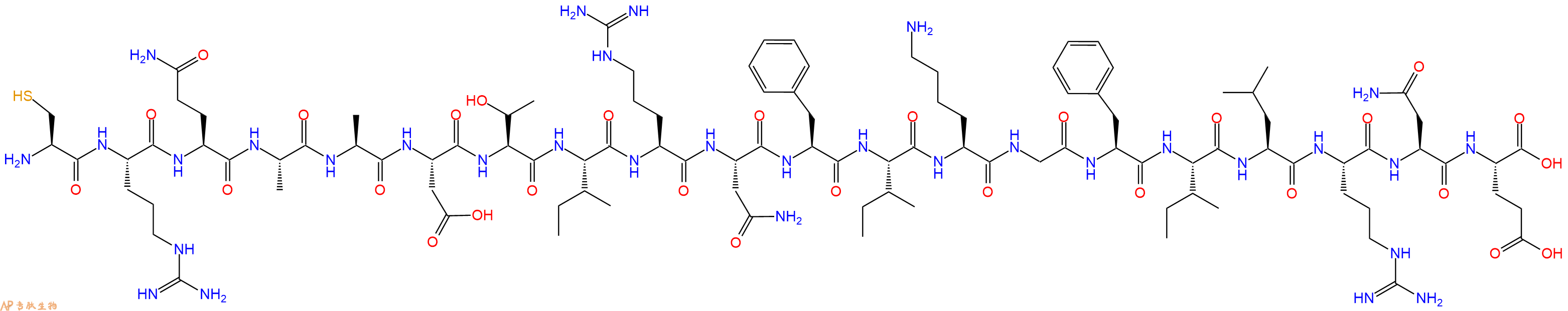 专肽生物产品H2N-Cys-Arg-Gln-Ala-Ala-Asp-Thr-Ile-Arg-Asn-Phe-Ile-Lys-Gly-Phe-Ile-Leu-Arg-Asn-Glu-OH