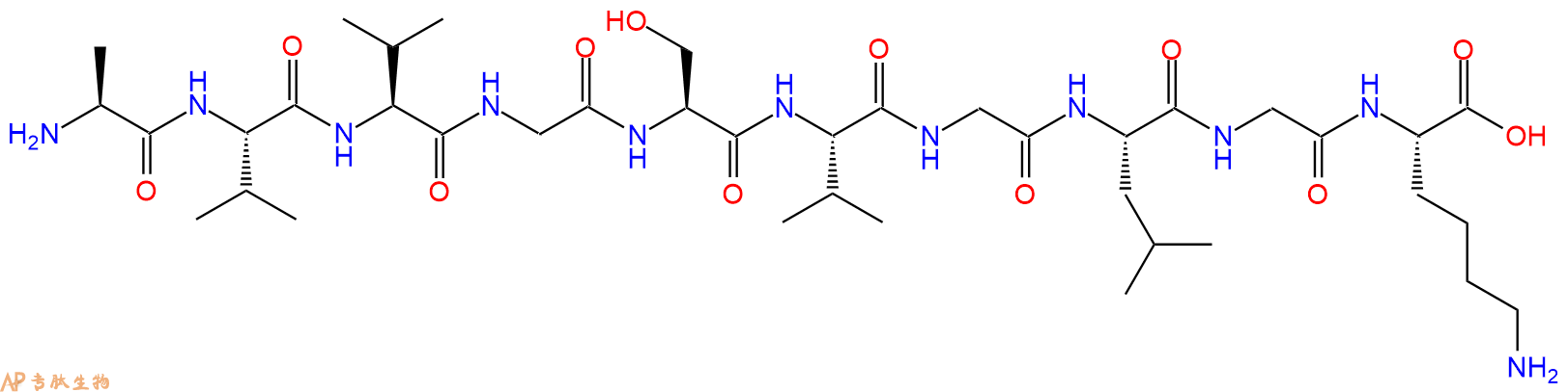 专肽生物产品H2N-Ala-Val-Val-Gly-Ser-Val-Gly-Leu-Gly-Lys-OH