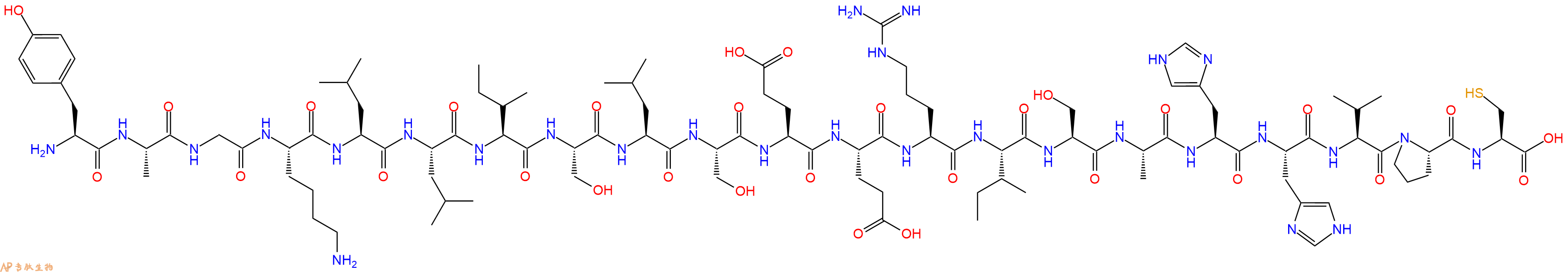 专肽生物产品H2N-Tyr-Ala-Gly-Lys-Leu-Leu-Ile-Ser-Leu-Ser-Glu-Glu-Arg-Ile-Ser-Ala-His-His-Val-Pro-Cys-OH