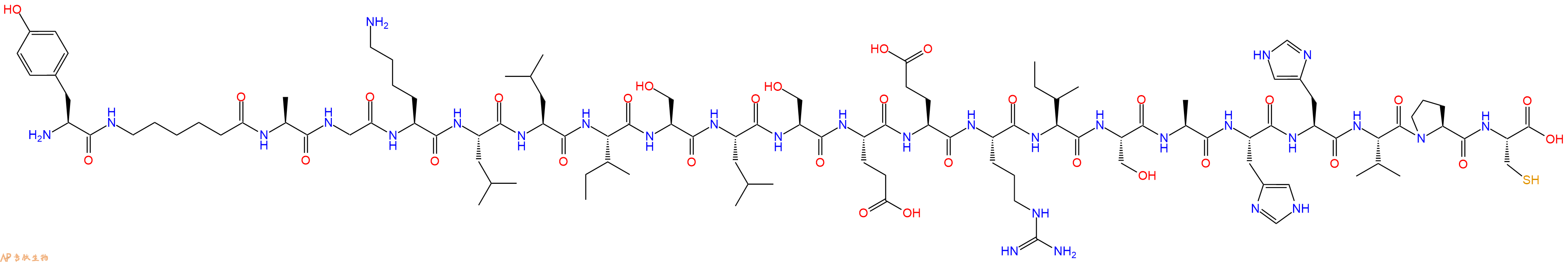 专肽生物产品H2N-Tyr-Ahx-Ala-Gly-Lys-Leu-Leu-Ile-Ser-Leu-Ser-Glu-Glu-Arg-Ile-Ser-Ala-His-His-Val-Pro-Cys-OH