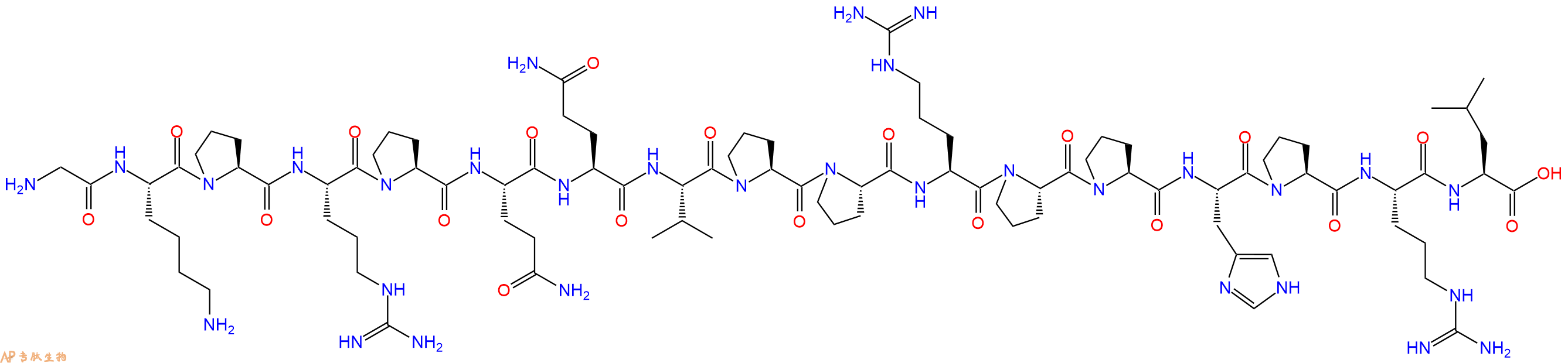 专肽生物产品H2N-Gly-Lys-Pro-Arg-Pro-Gln-Gln-Val-Pro-Pro-Arg-Pro-Pro-His-Pro-Arg-Leu-OH