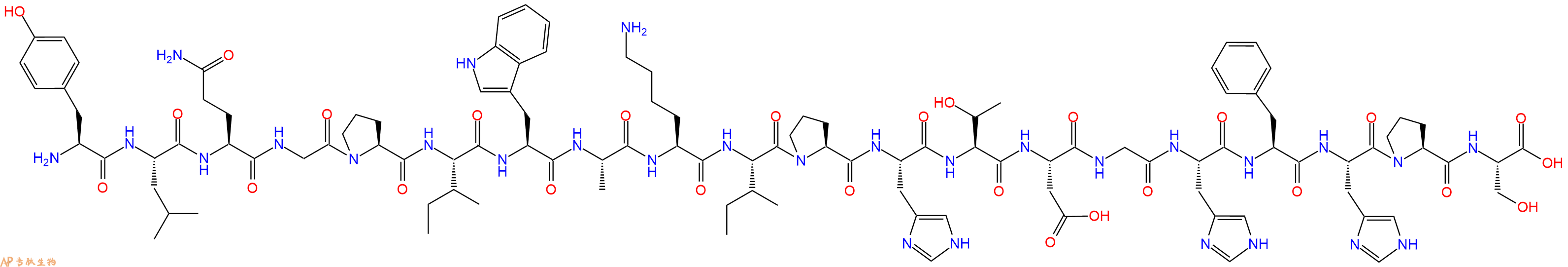 专肽生物产品H2N-Tyr-Leu-Gln-Gly-Pro-Ile-Trp-Ala-Lys-Ile-Pro-His-Thr-Asp-Gly-His-Phe-His-Pro-Ser-OH