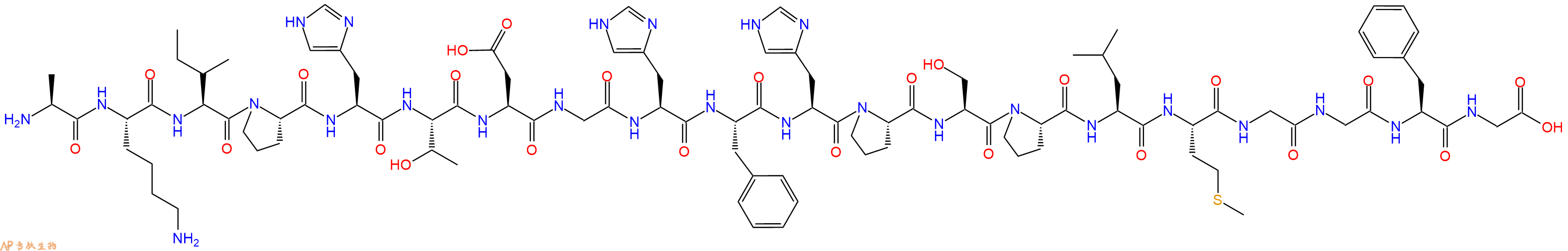 专肽生物产品H2N-Ala-Lys-Ile-Pro-His-Thr-Asp-Gly-His-Phe-His-Pro-Ser-Pro-Leu-Met-Gly-Gly-Phe-Gly-OH