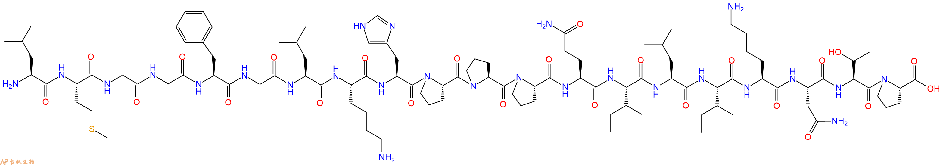 专肽生物产品H2N-Leu-Met-Gly-Gly-Phe-Gly-Leu-Lys-His-Pro-Pro-Pro-Gln-Ile-Leu-Ile-Lys-Asn-Thr-Pro-OH