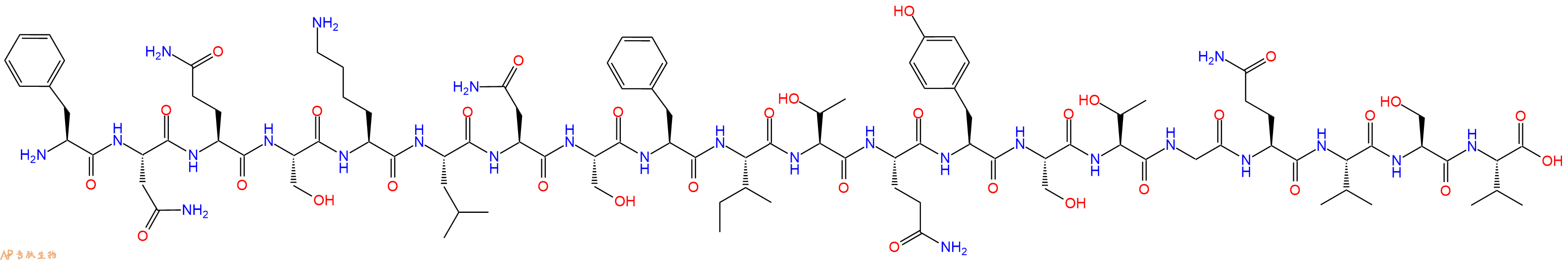 专肽生物产品H2N-Phe-Asn-Gln-Ser-Lys-Leu-Asn-Ser-Phe-Ile-Thr-Gln-Tyr-Ser-Thr-Gly-Gln-Val-Ser-Val-OH