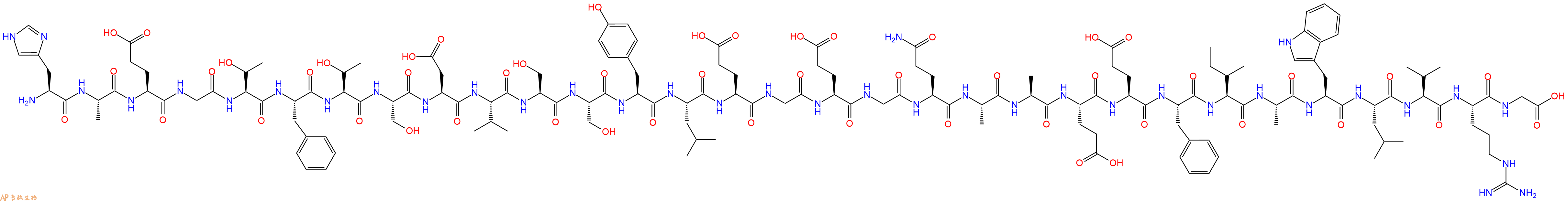 专肽生物产品H2N-His-Ala-Glu-Gly-Thr-Phe-Thr-Ser-Asp-Val-Ser-Ser-Tyr-Leu-Glu-Gly-Glu-Gly-Gln-Ala-Ala-Glu-Glu-Phe-Ile-Ala-Trp-Leu-Val-Arg-Gly-OH