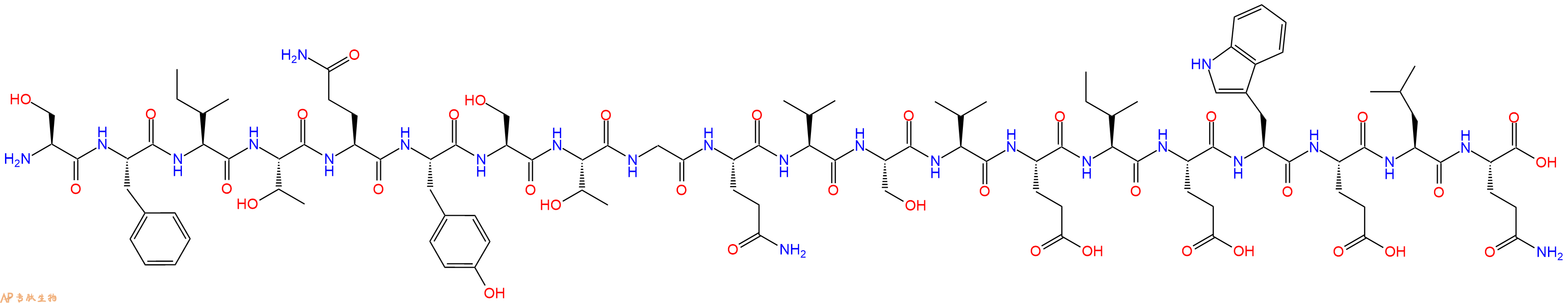 专肽生物产品H2N-Ser-Phe-Ile-Thr-Gln-Tyr-Ser-Thr-Gly-Gln-Val-Ser-Val-Glu-Ile-Glu-Trp-Glu-Leu-Gln-OH