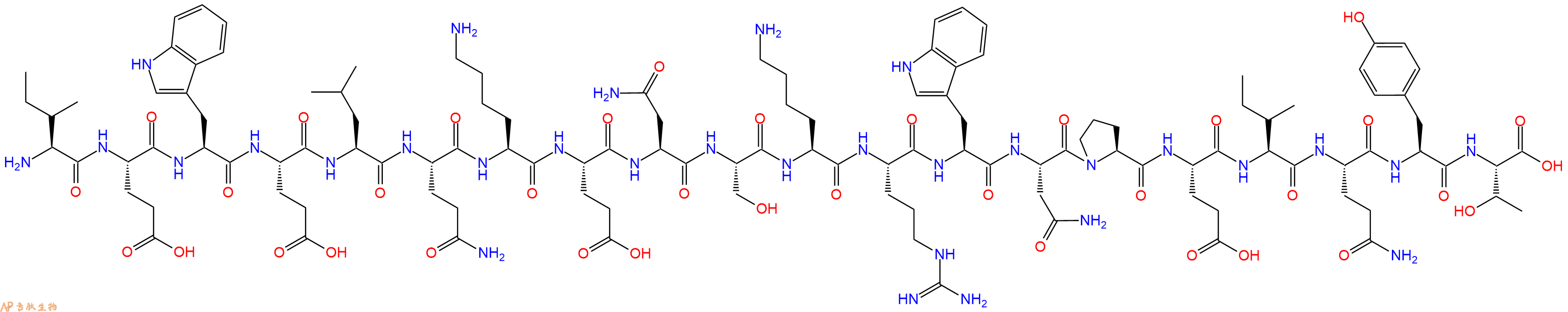 专肽生物产品H2N-Ile-Glu-Trp-Glu-Leu-Gln-Lys-Glu-Asn-Ser-Lys-Arg-Trp-Asn-Pro-Glu-Ile-Gln-Tyr-Thr-OH