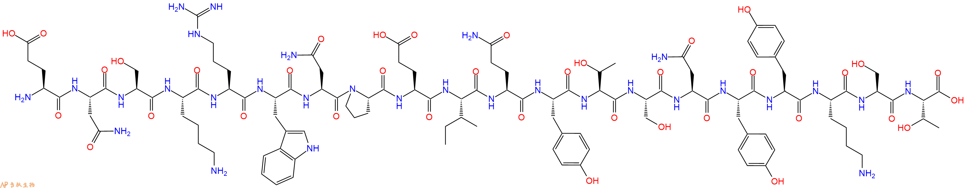 专肽生物产品H2N-Glu-Asn-Ser-Lys-Arg-Trp-Asn-Pro-Glu-Ile-Gln-Tyr-Thr-Ser-Asn-Tyr-Tyr-Lys-Ser-Thr-OH