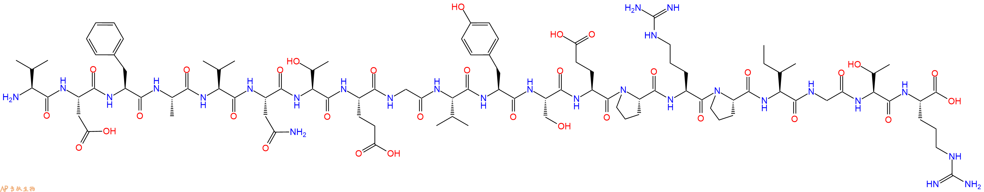 专肽生物产品H2N-Val-Asp-Phe-Ala-Val-Asn-Thr-Glu-Gly-Val-Tyr-Ser-Glu-Pro-Arg-Pro-Ile-Gly-Thr-Arg-OH