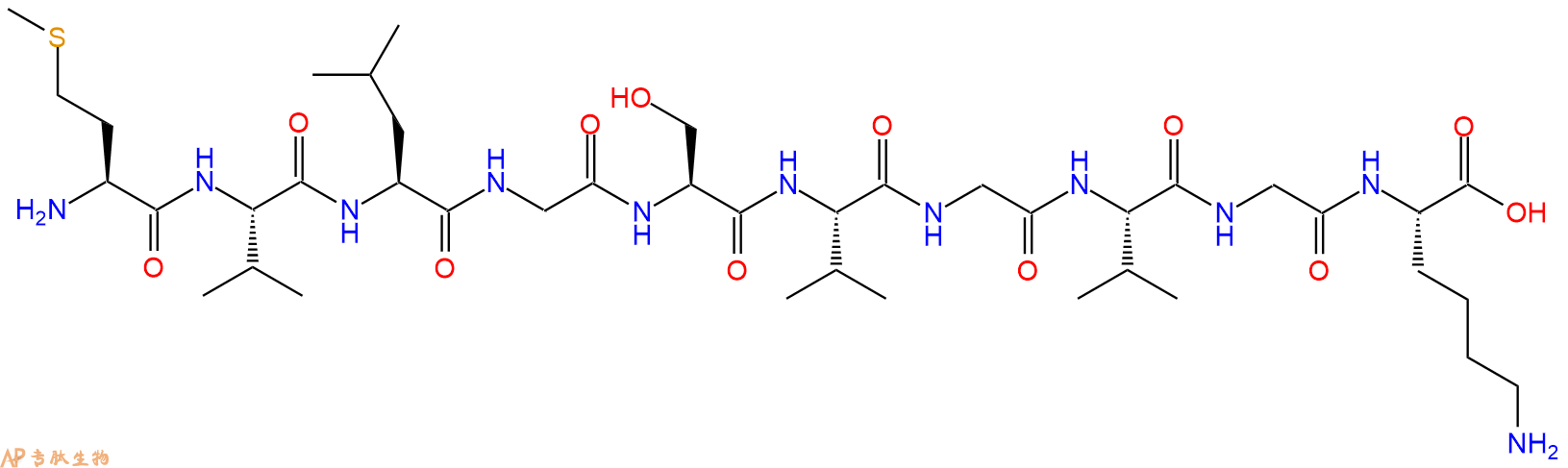 专肽生物产品H2N-Met-Val-Leu-Gly-Ser-Val-Gly-Val-Gly-Lys-OH