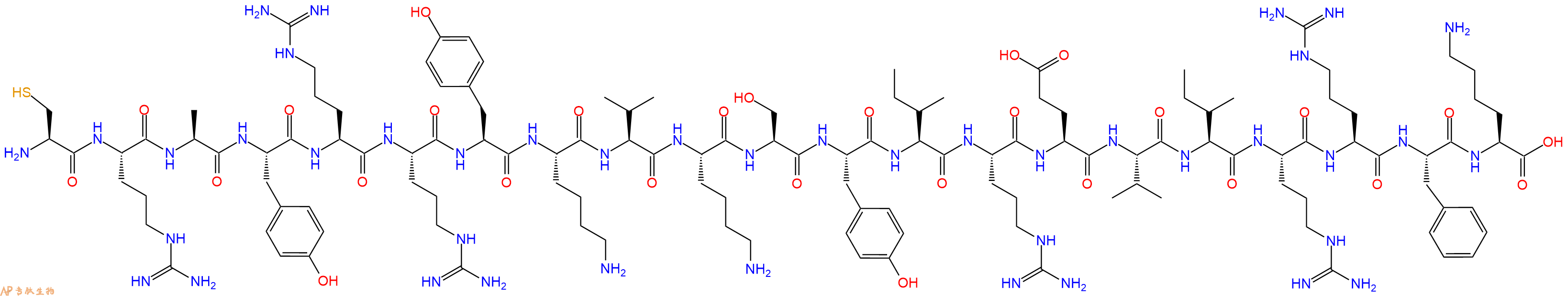 专肽生物产品H2N-Cys-Arg-Ala-Tyr-Arg-Arg-Tyr-Lys-Val-Lys-Ser-Tyr-Ile-Arg-Glu-Val-Ile-Arg-Arg-Phe-Lys-OH