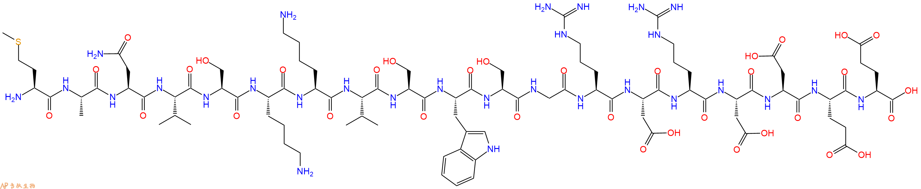 专肽生物产品H2N-Met-Ala-Asn-Val-Ser-Lys-Lys-Val-Ser-Trp-Ser-Gly-Arg-Asp-Arg-Asp-Asp-Glu-Glu-OH