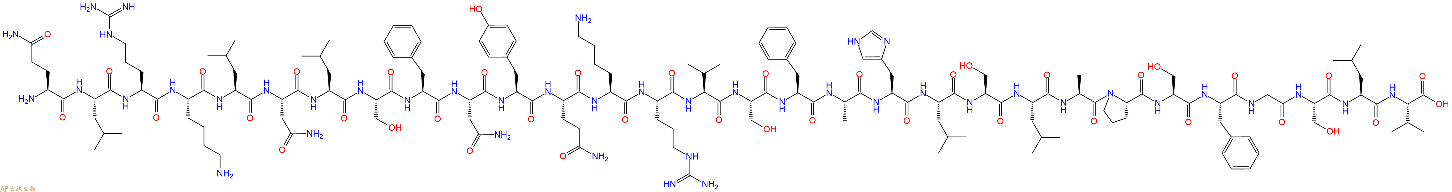 专肽生物产品H2N-Gln-Leu-Arg-Lys-Leu-Asn-Leu-Ser-Phe-Asn-Tyr-Gln-Lys-Arg-Val-Ser-Phe-Ala-His-Leu-Ser-Leu-Ala-Pro-Ser-Phe-Gly-Ser-Leu-Val-OH