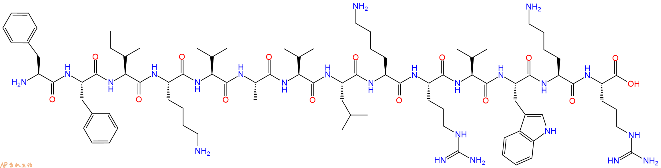 专肽生物产品H2N-Phe-Phe-Ile-Lys-Val-Ala-Val-Leu-Lys-Arg-Val-Trp-Lys-Arg-OH