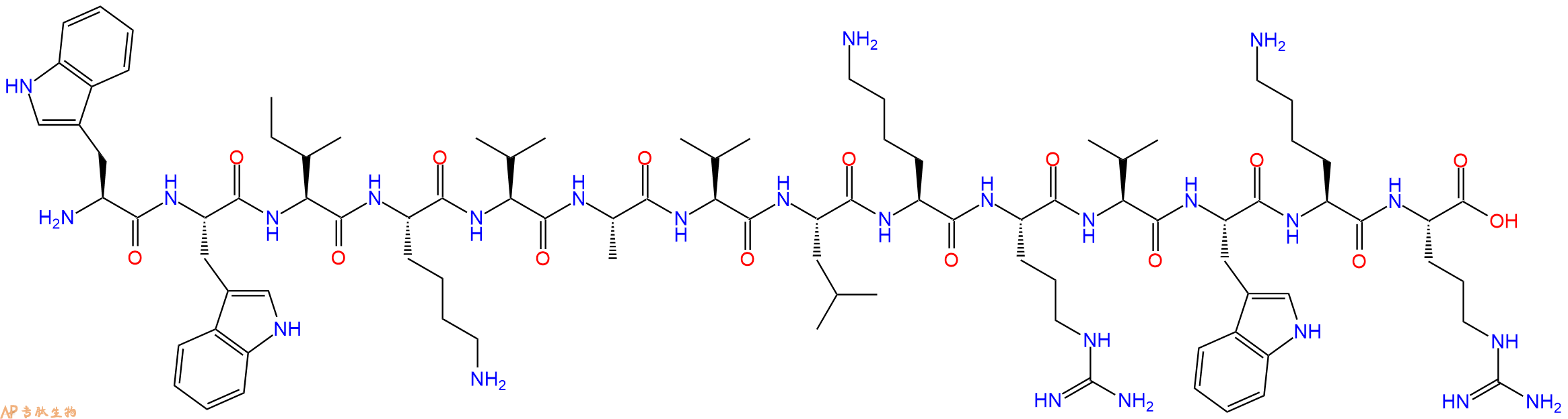 专肽生物产品H2N-Trp-Trp-Ile-Lys-Val-Ala-Val-Leu-Lys-Arg-Val-Trp-Lys-Arg-OH