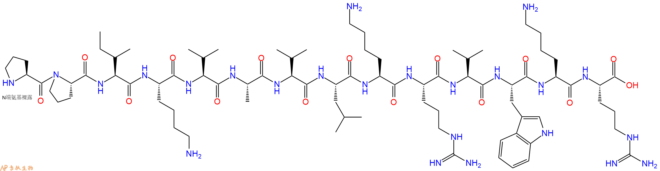 专肽生物产品H2N-Pro-Pro-Ile-Lys-Val-Ala-Val-Leu-Lys-Arg-Val-Trp-Lys-Arg-OH
