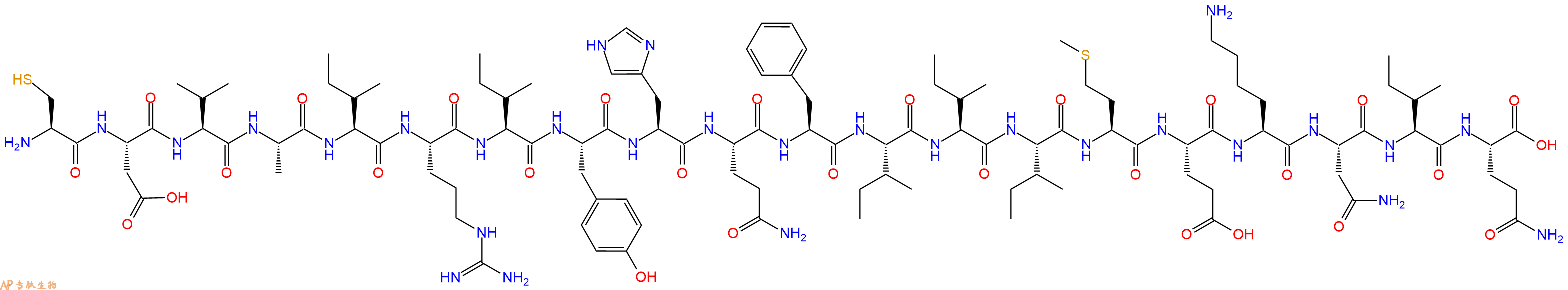 专肽生物产品H2N-Cys-Asp-Val-Ala-Ile-Arg-Ile-Tyr-His-Gln-Phe-Ile-Ile-Ile-Met-Glu-Lys-Asn-Ile-Gln-OH