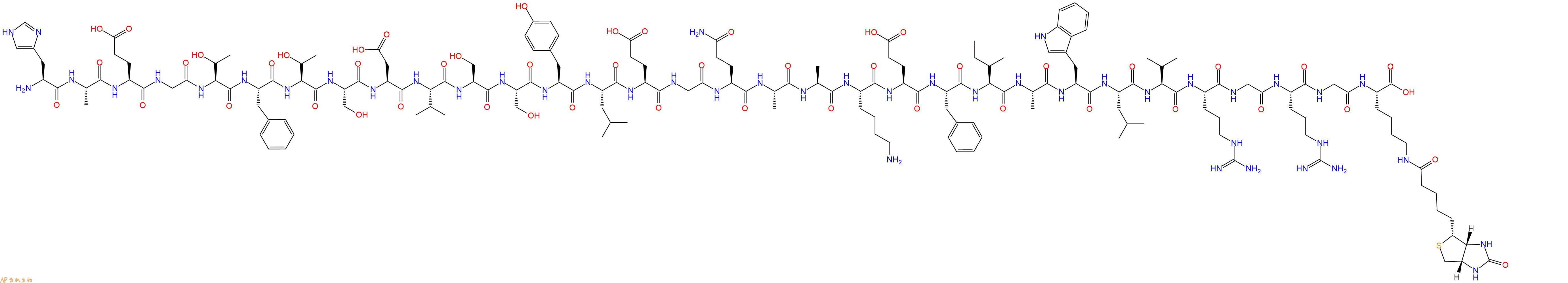 专肽生物产品H2N-His-Ala-Glu-Gly-Thr-Phe-Thr-Ser-Asp-Val-Ser-Ser-Tyr-Leu-Glu-Gly-Gln-Ala-Ala-Lys-Glu-Phe-Ile-Ala-Trp-Leu-Val-Arg-Gly-Arg-Gly-Lys(Biotin)-OH