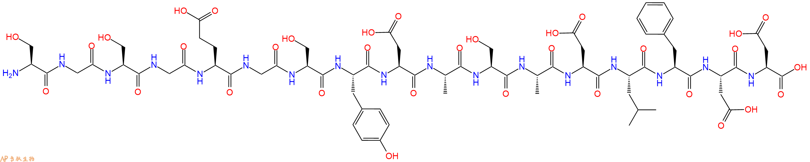 专肽生物产品H2N-Ser-Gly-Ser-Gly-Glu-Gly-Ser-Tyr-Asp-Ala-Ser-Ala-Asp-Leu-Phe-Asp-Asp-OH
