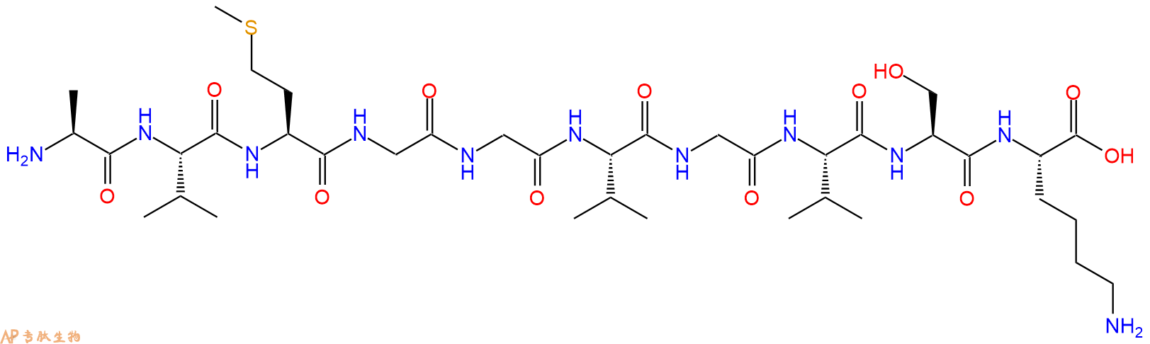 专肽生物产品H2N-Ala-Val-Met-Gly-Gly-Val-Gly-Val-Ser-Lys-OH