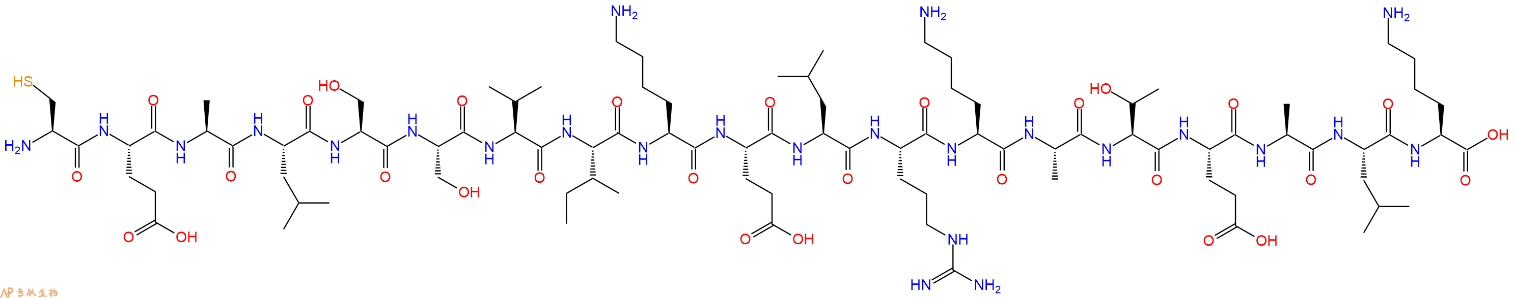 专肽生物产品H2N-Cys-Glu-Ala-Leu-Ser-Ser-Val-Ile-Lys-Glu-Leu-Arg-Lys-Ala-Thr-Glu-Ala-Leu-Lys-OH