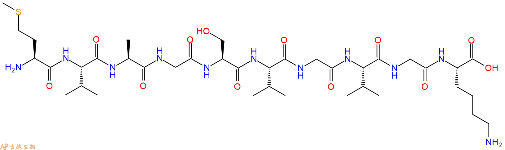 专肽生物产品H2N-Met-Val-Ala-Gly-Ser-Val-Gly-Val-Gly-Lys-OH