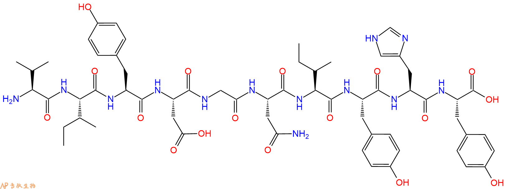 专肽生物产品H2N-Val-Ile-Tyr-Asp-Gly-Asn-Ile-Tyr-His-Tyr-OH