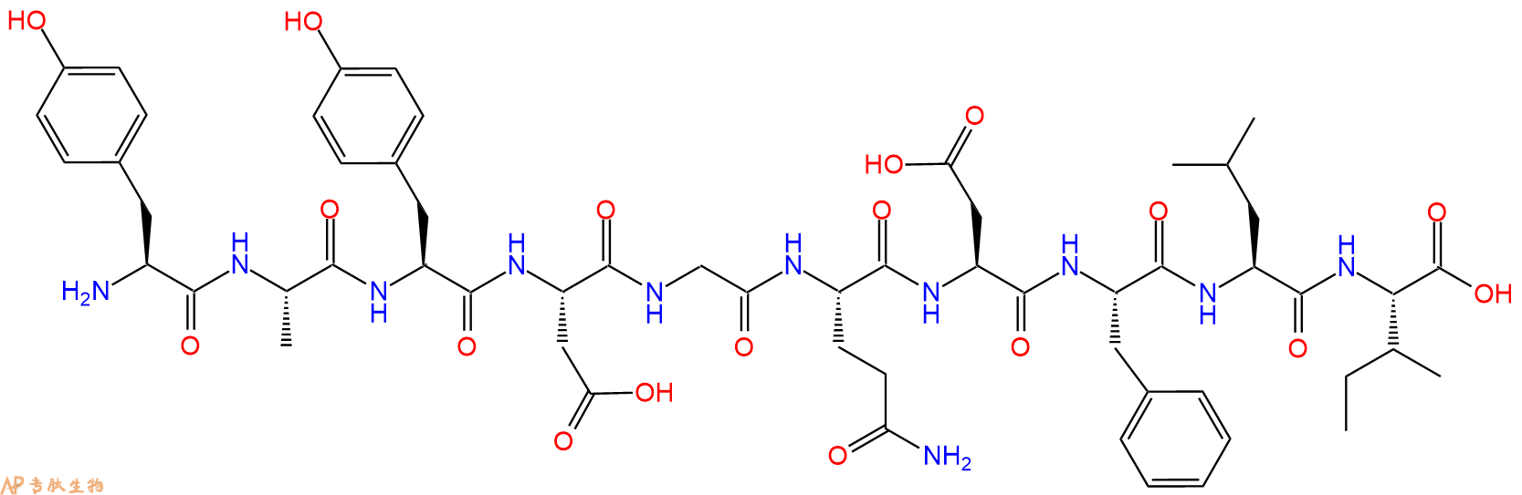 专肽生物产品H2N-Tyr-Ala-Tyr-Asp-Gly-Gln-Asp-Phe-Leu-Ile-OH