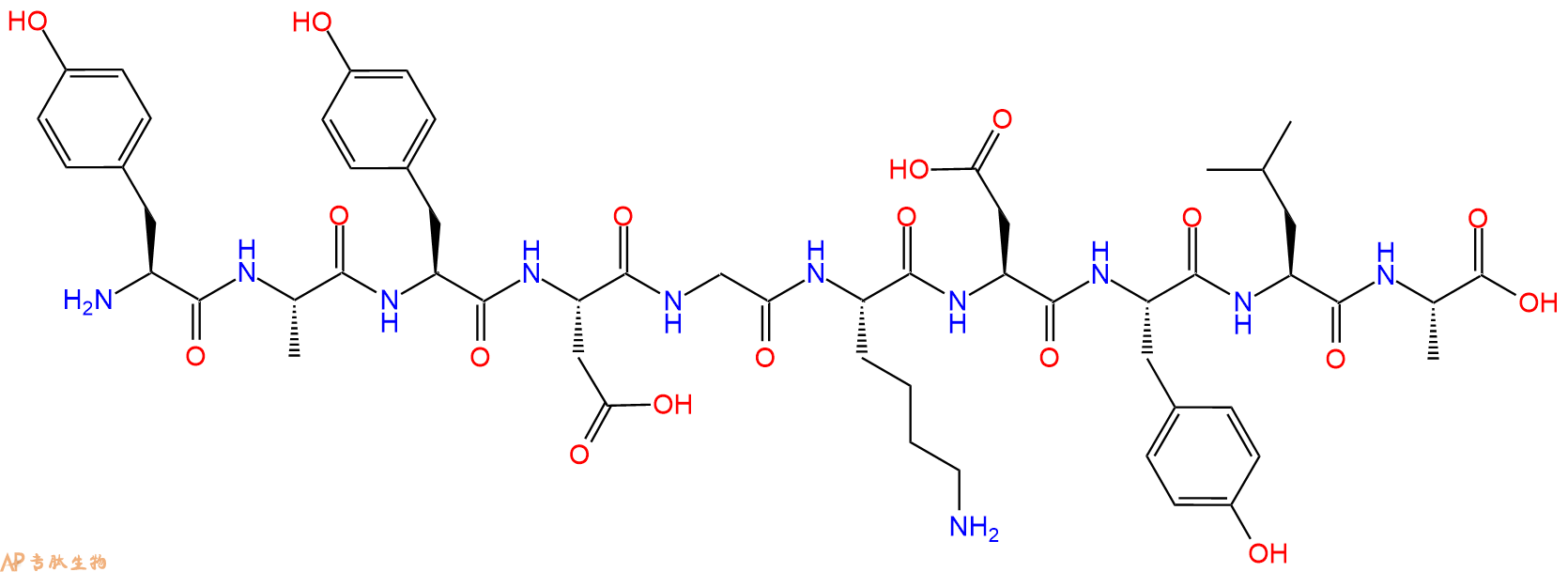 专肽生物产品H2N-Tyr-Ala-Tyr-Asp-Gly-Lys-Asp-Tyr-Leu-Ala-OH