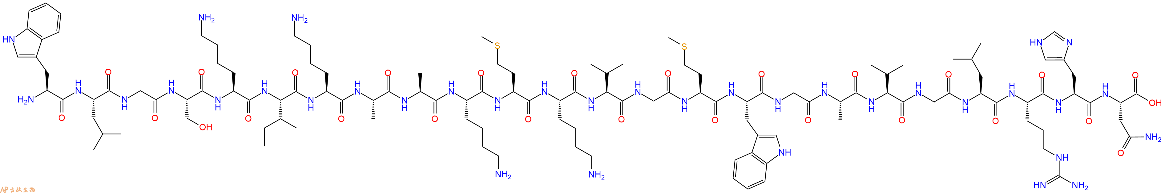 专肽生物产品H2N-Trp-Leu-Gly-Ser-Lys-Ile-Lys-Ala-Ala-Lys-Met-Lys-Val-Gly-Met-Trp-Gly-Ala-Val-Gly-Leu-Arg-His-Asn-OH