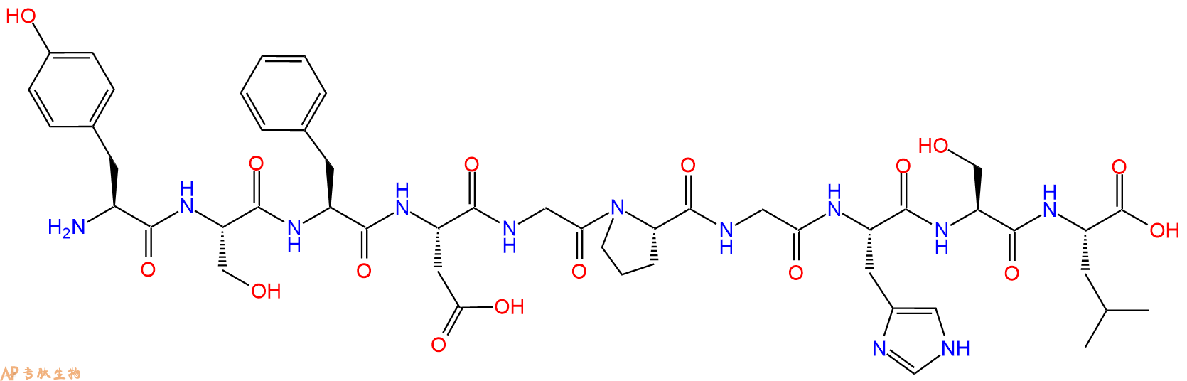 专肽生物产品H2N-Tyr-Ser-Phe-Asp-Gly-Pro-Gly-His-Ser-Leu-OH