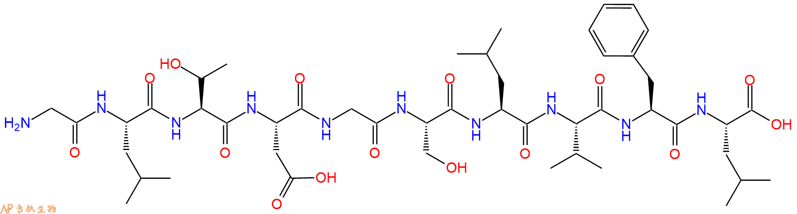 专肽生物产品H2N-Gly-Leu-Thr-Asp-Gly-Ser-Leu-Val-Phe-Leu-OH