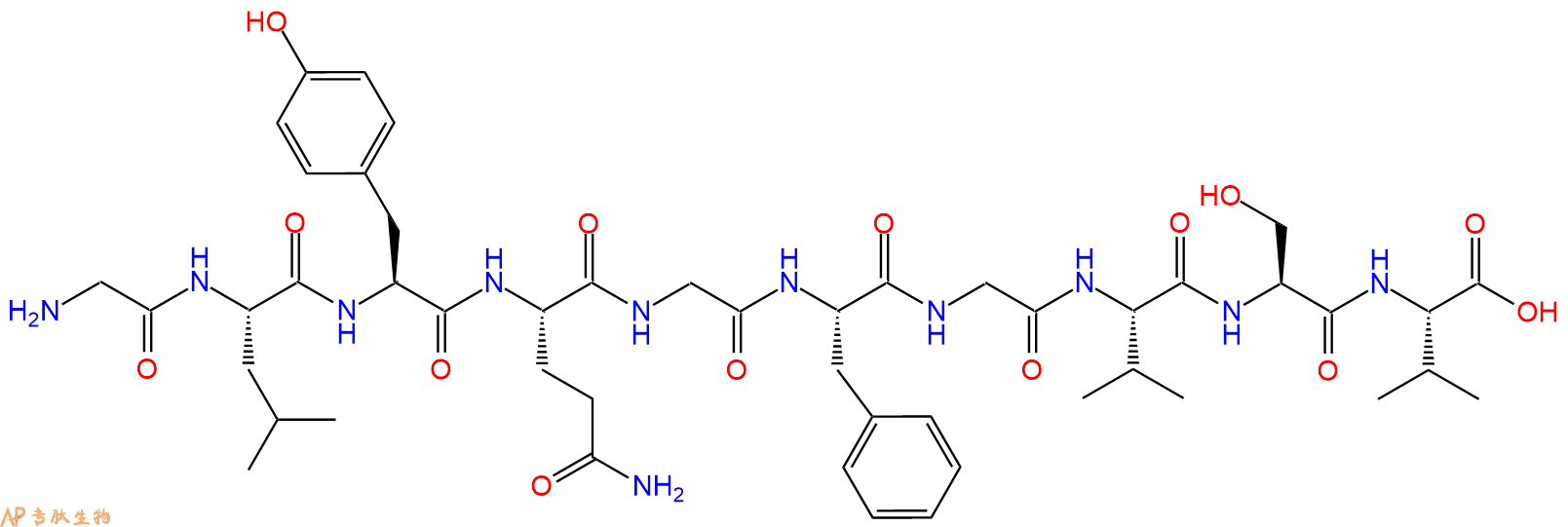 专肽生物产品H2N-Gly-Leu-Tyr-Gln-Gly-Phe-Gly-Val-Ser-Val-OH