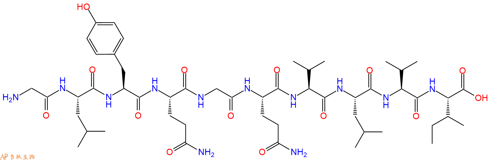 专肽生物产品H2N-Gly-Leu-Tyr-Gln-Gly-Gln-Val-Leu-Val-Ile-OH