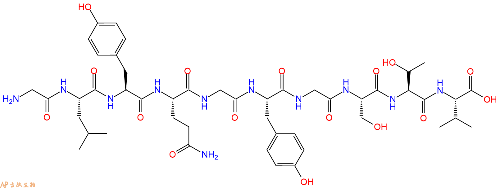 专肽生物产品H2N-Gly-Leu-Tyr-Gln-Gly-Tyr-Gly-Ser-Thr-Val-OH